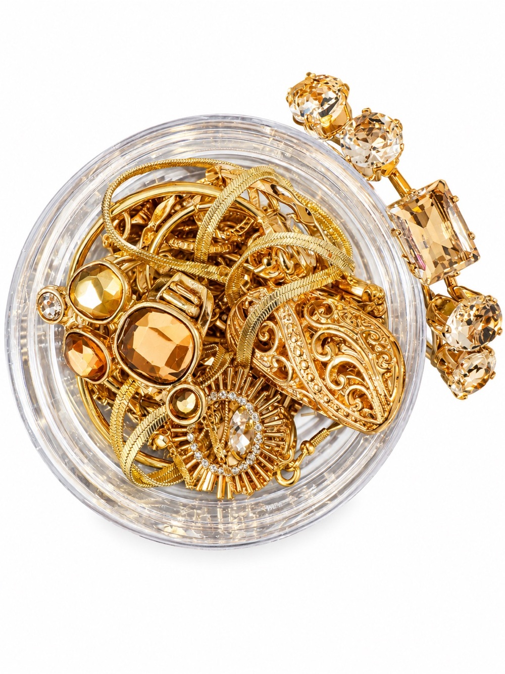 Beautiful Gold Tone Jewelry Jar